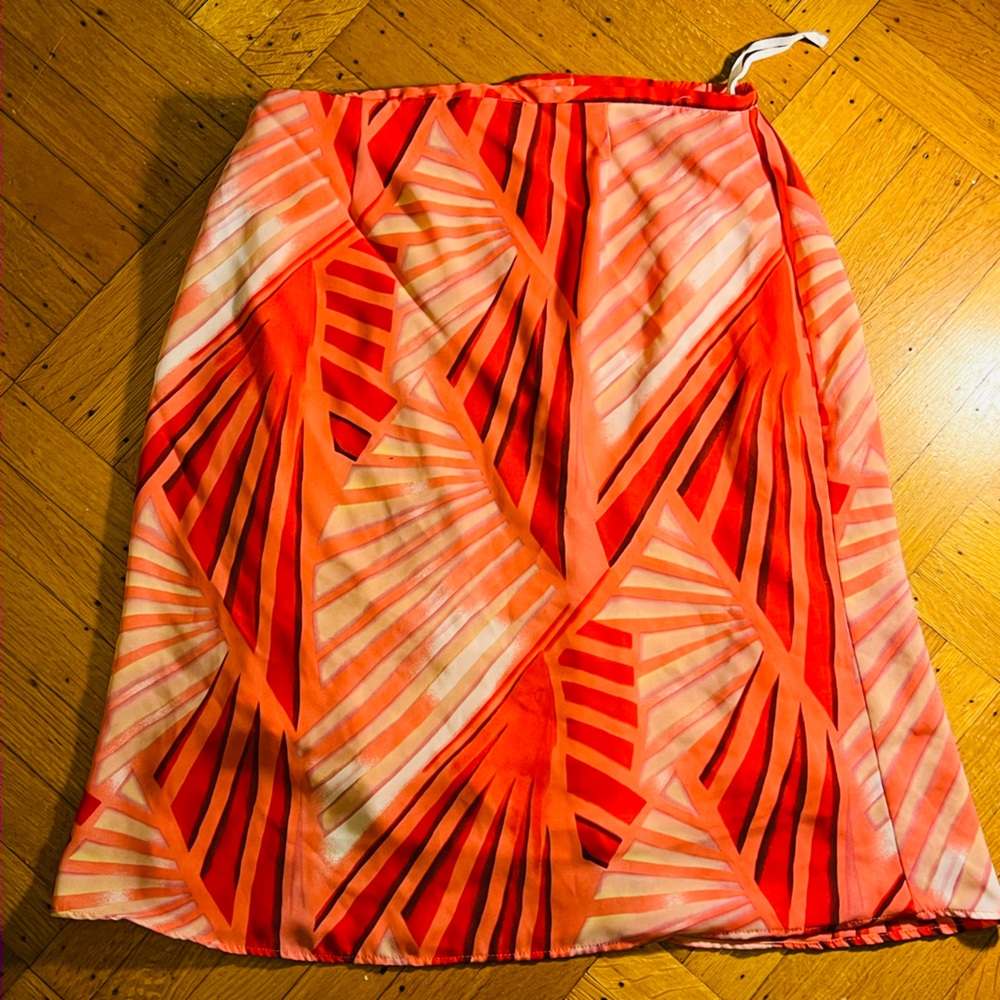 Stylish Orange Geometric Pencil Skirt